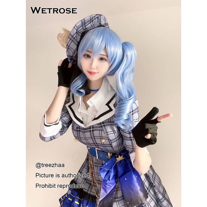 【Wetrose】 Hololive JP Hoshimachi Suisei Vutuber Wanita Cosplay Costume Kostume Set