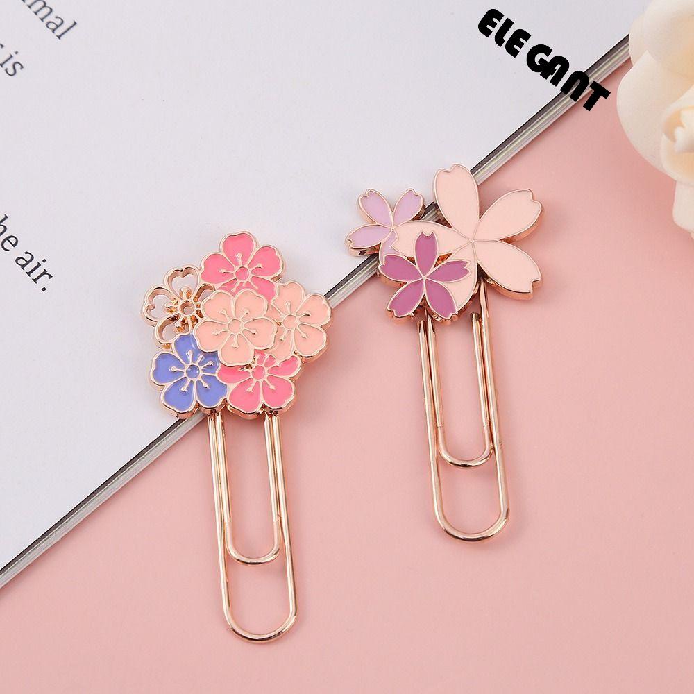 [Elegan] Bunga Sakura Bookmark Perlengkapan Pengikat Alat Tulis Bunga Sakura Cherry Blossom Pink Metal Reading Book mark