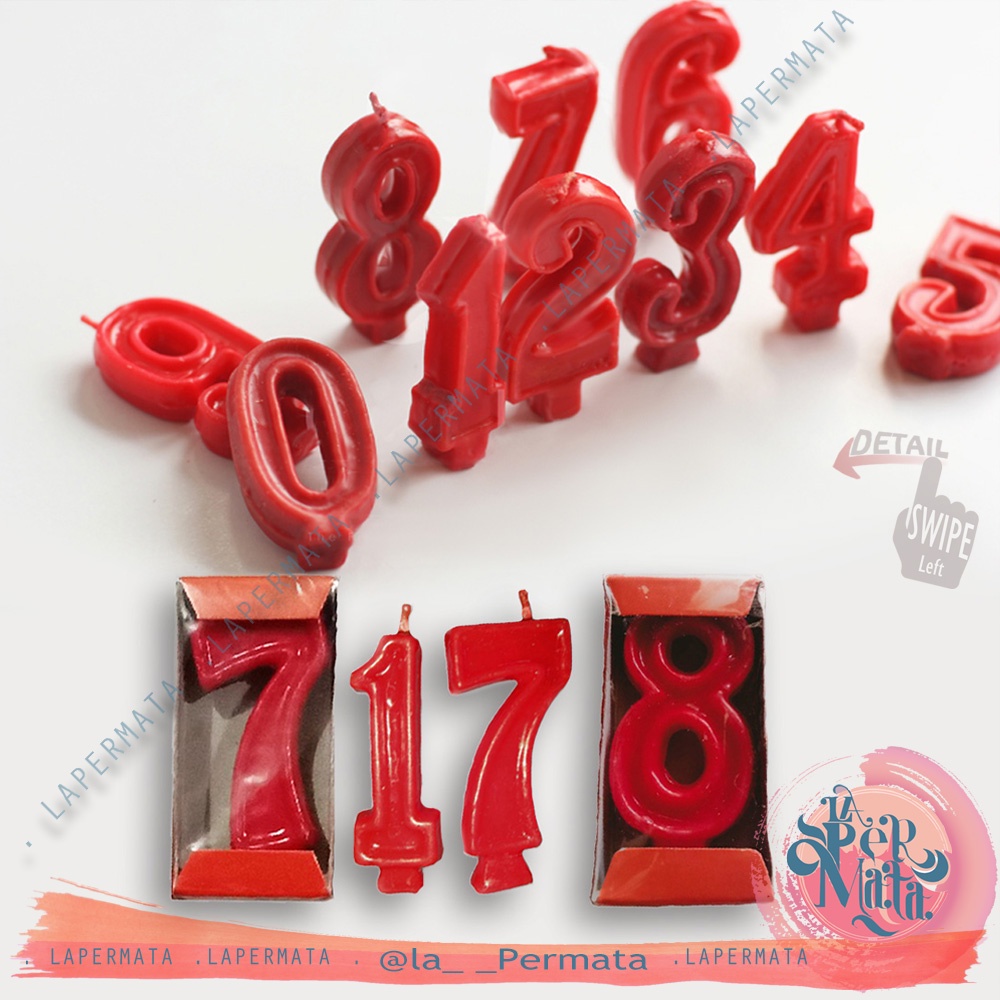 Lilin Ulang Tahun Angka 0 - 9 Birthday Candle Numeric Warna Merah Murah - LPM Shop