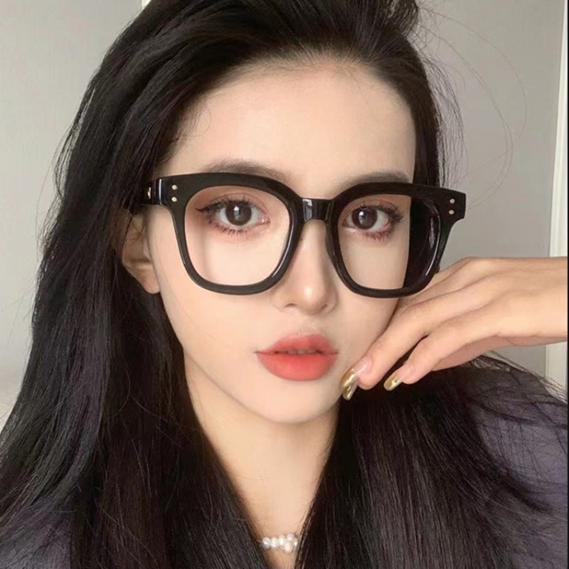 We Flower Chic Gold V Vintage Black Square Eyeglasses Untuk Pria Wanita Korea Trendy Blue Light Blocking Lens Kacamata Anti Radiasi Eyewear Liburan OOTD Hiasan