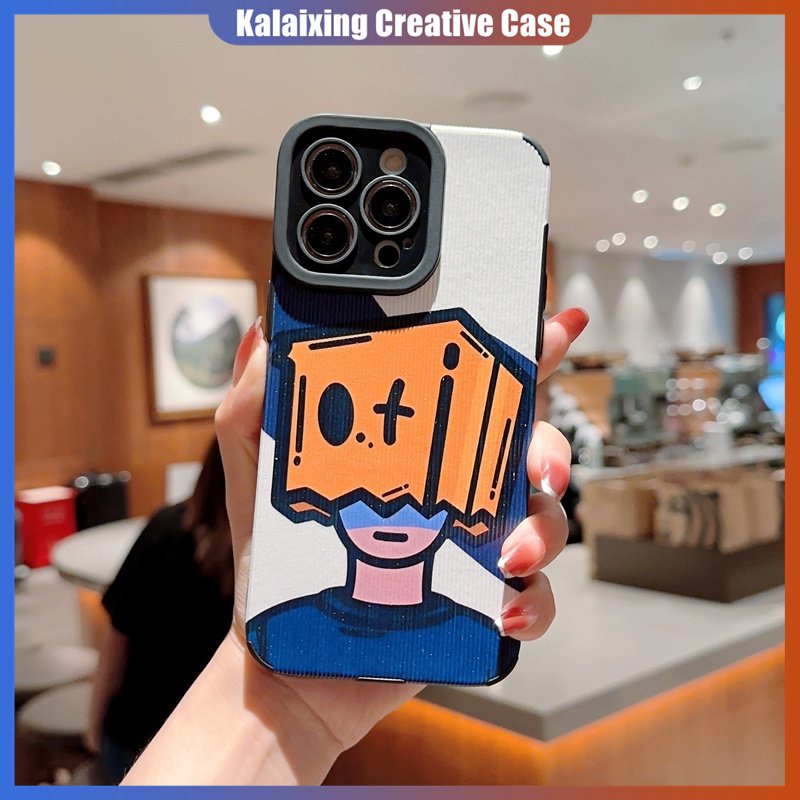 IPHONE Casing Ponsel Bahan Kulit Motif Kartun Bertopeng Anak Laki-Laki Dengan Perlindungan Lensa Untuk Iphone14 Pro Max13 12 11 X Xs XR Xs Max7Per8 Plus