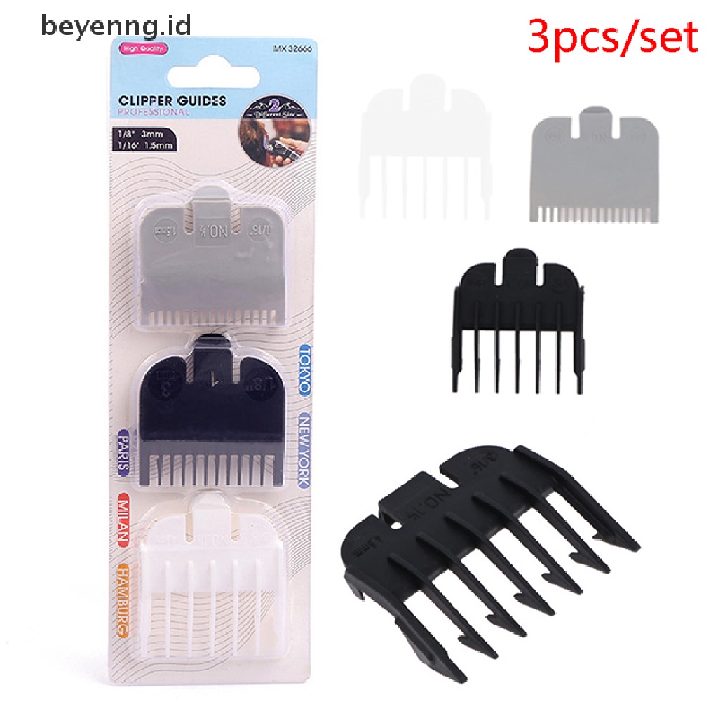 Beyen 3Pcs/set Universal Hair Clipper Limit Comb Guide Attachment Barber Pengganti ID
