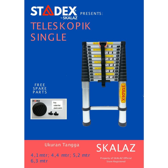 Tangga Teleskopik Single 4,4 mtr Merk STADEX by Skalaz NEW TANPA SAMBUNGAN