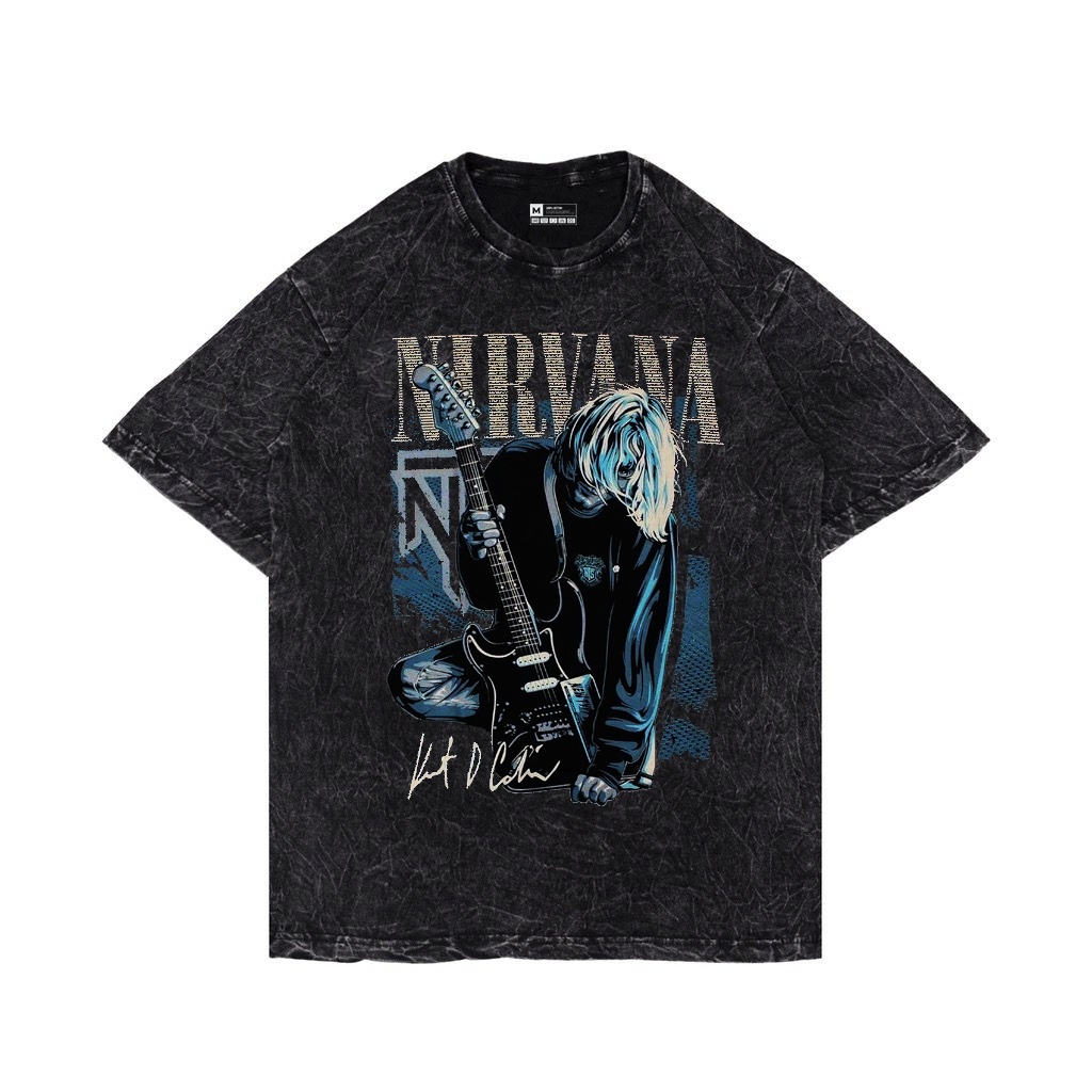 T-SHIRT VINTAGE WASHED KAOS NIRVANA