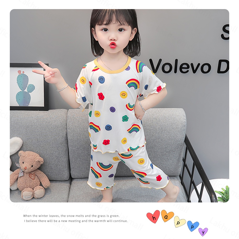 Lakhu Piyama Rainbow Rib Lucu Anak Perempuan/ Piyama Anak/ Bayi Perempuan Baju Tidur