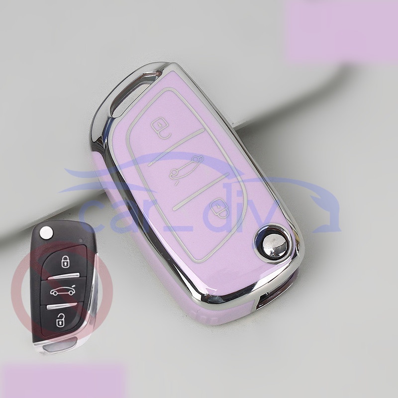 Kasus Kunci TPU Penutup Jarak Jauh Gantungan Untuk Peugeot Citroen KEYDIY Xhorse VVDI Universal DS Style Cangkang Pelindung Car Remote Key Case