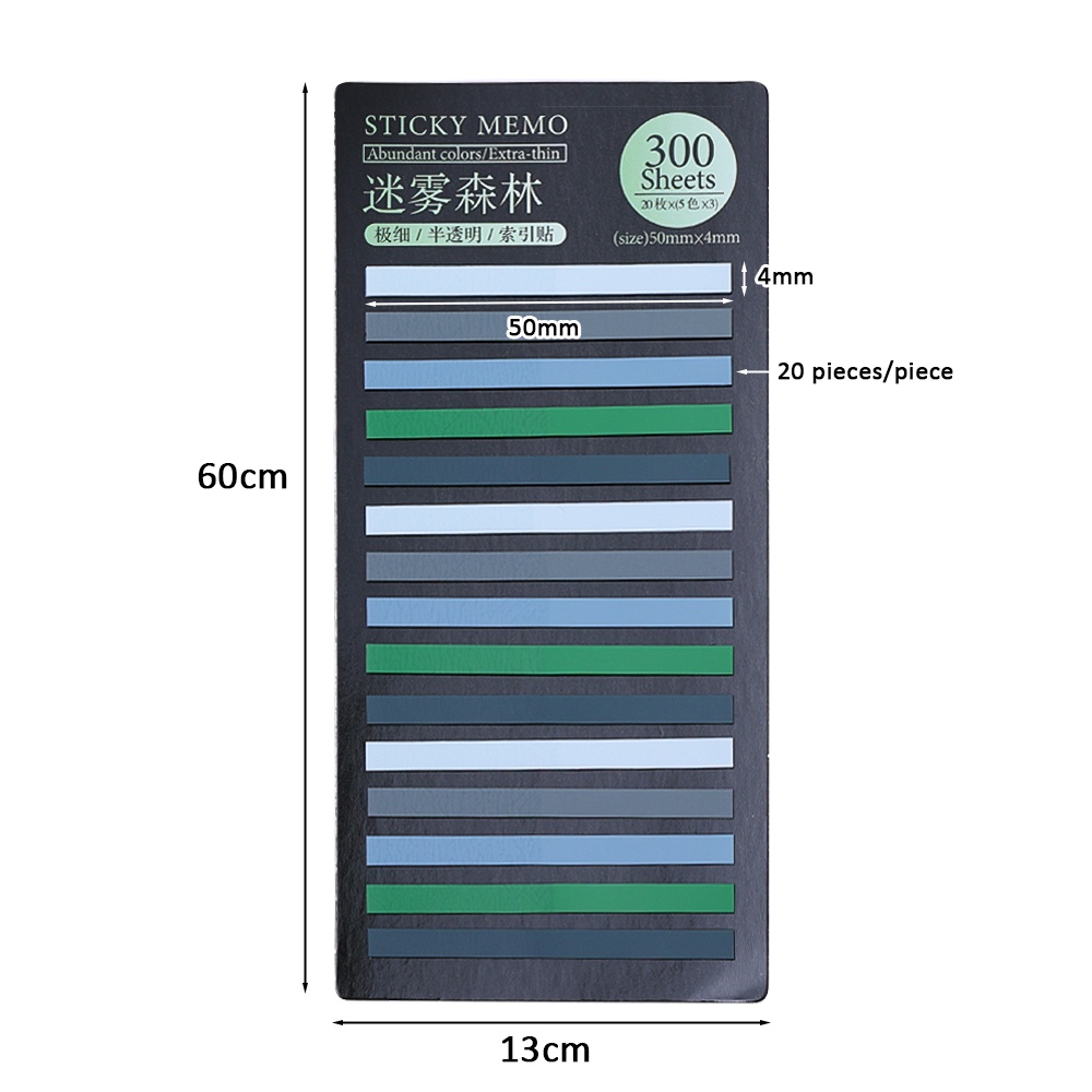 300pcs Bendera Tabs Indeks Ultra-fine Semi Transparan Warna-Warni Stik/Label Neon Panjang Stiker Perekat Baca