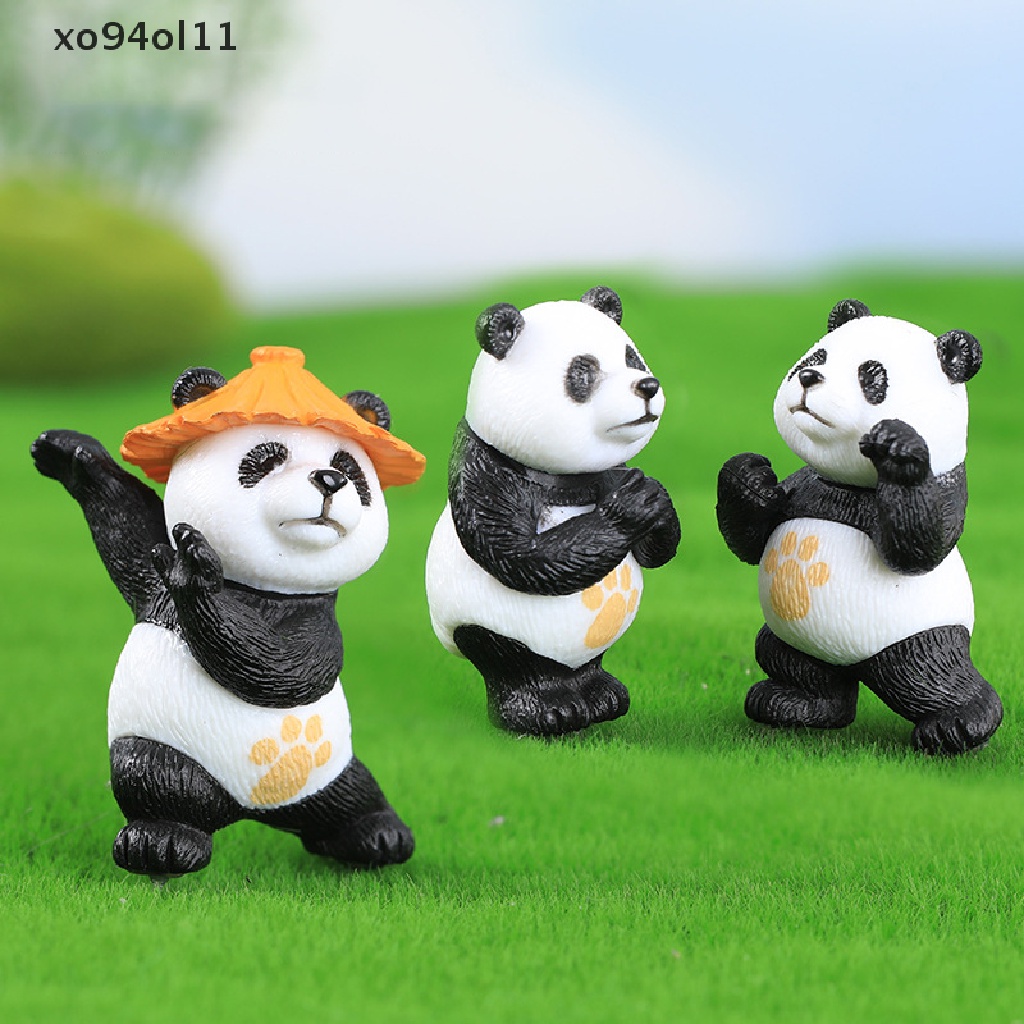 Xo 1pc Patung Panda Mini Keaslian Miniatur Taman Rumah Boneka Dekorasi Pesta Ulang Tahun Lucu Micro Room Home Decor OL