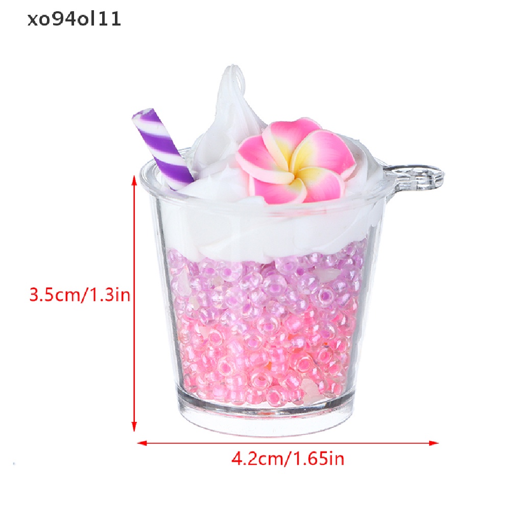 Xo 1Pc Mini Luminous Duawarna Cream Peach Blossom Cup Ice Cream Cup Mikro Landscape Ornamen Rumah Boneka Miniatur Dekorasi OL