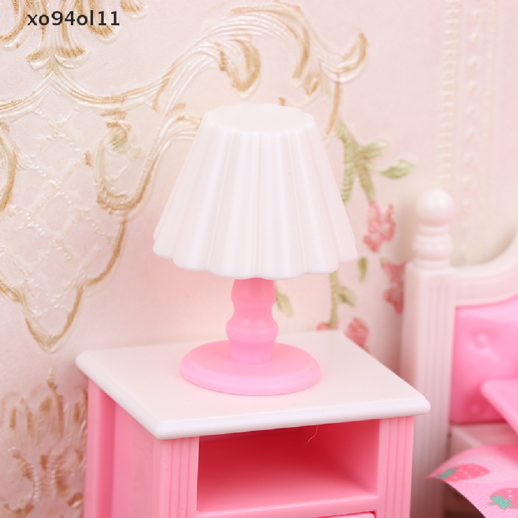 Xo 1: 12rumah Boneka Miniatur Kamar Tidur Set Dresser Meja Samping Tempat Tidur Bed Mirror Model OL