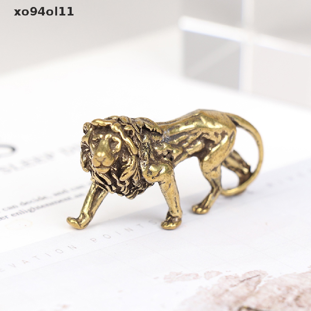 Xo Patung Hewan Mini Lion Casg Gaya Retro Patung Metal Dekorasi Desktop OL