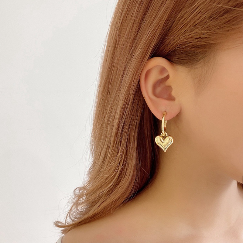 Anting Cinta Hati Untuk Wanita Manis Menggemaskan Warna Emas Tindik Ladies Drop Earring Perhiasan Cewek