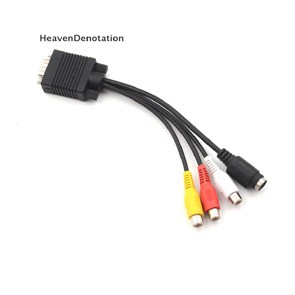 [HeavenDenotation] 1pcs Kabel Video Laptop PC HDTV Konektor VGA Male Ke S-Video 3konverter Jack RCA HDV