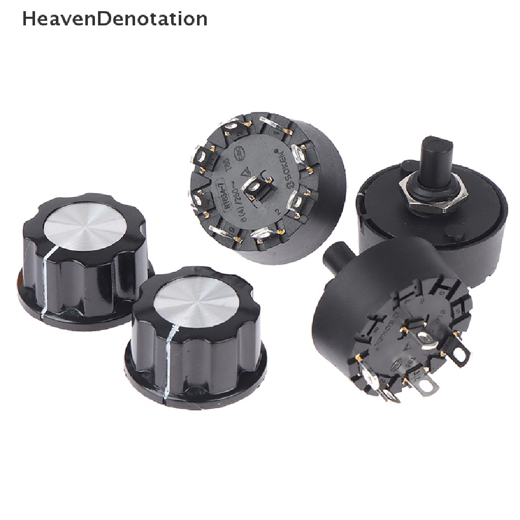 [HeavenDenotation] 1pcs 2 /3 /4 /5 /6 /7 /8 Gear Dengan Knob Cap Rotary Gear Switch 6A 250V Power Switch HDV