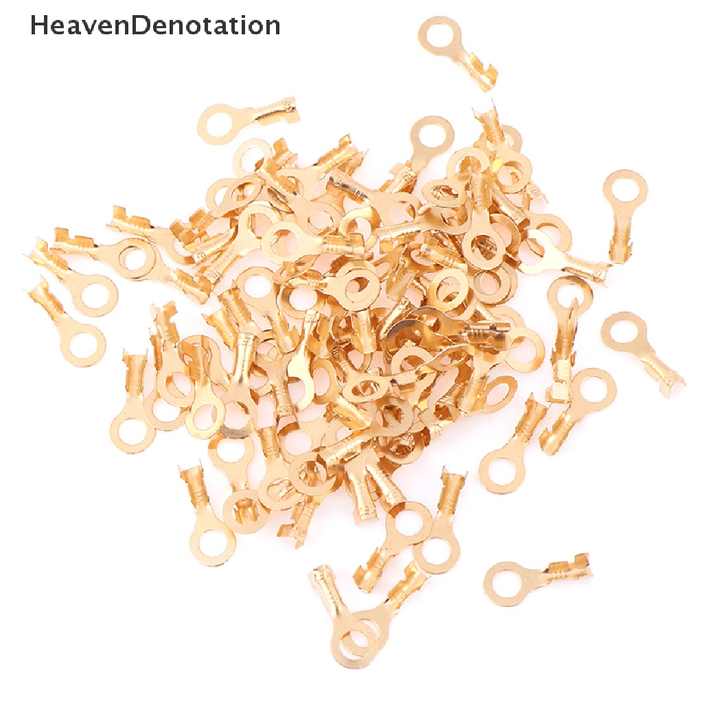 [HeavenDenotation] 100pcs 4.2mm Emas Kuningan Terminal Bulat Power Supply Wire Connector HDV