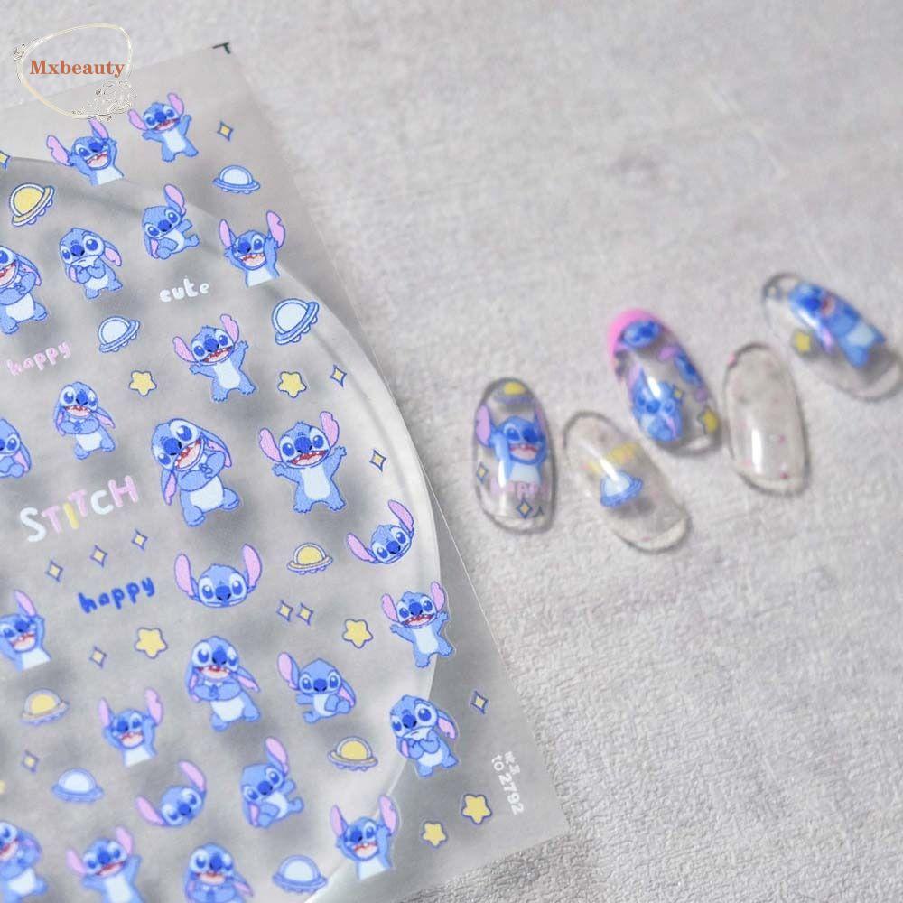 Mxbeauty Kartun Stiker Kuku Wanita Perekat Diri Hewan Stitch Tulip Kelinci Nail Stickers