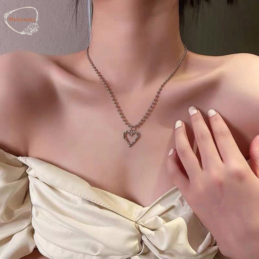 Mxbeauty Kalung Gaya Korea Keren Sederhana Mutiara Malaikat Berlian Imitasi Pasangan Kalung Paduan Kalung Perempuan