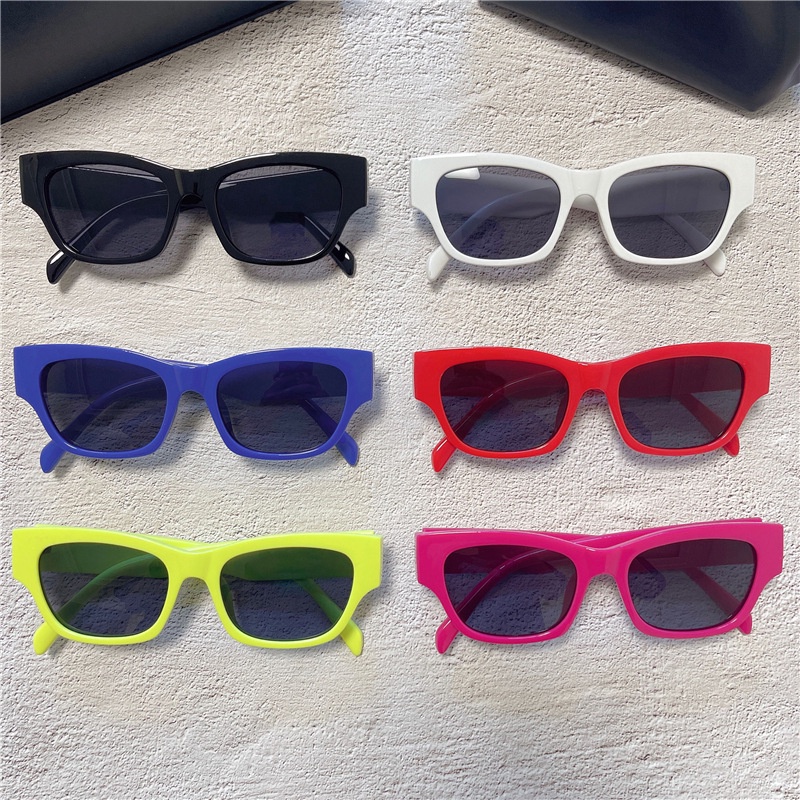 (YUZHU) Korea Fashion Permen Warna Merah Muda Kacamata Bingkai Persegi Sederhana Kerai Sunglasses