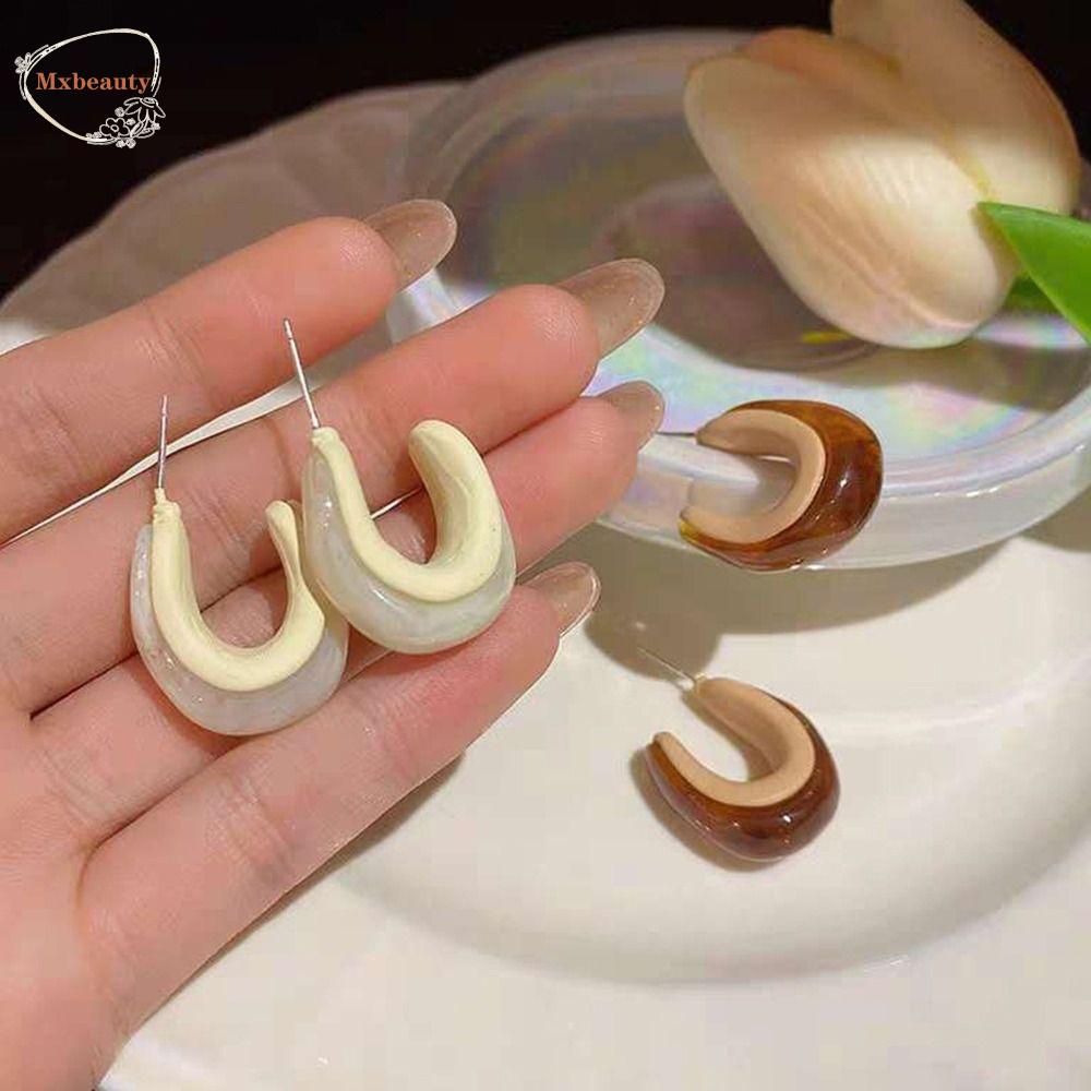 Mxbeauty Anting Stud Wanita Elegan Geometris Halus Fashion Perhiasan Niche Desain Gadis Hadiah Bentuk C Vintage Gaya Korea Earrings