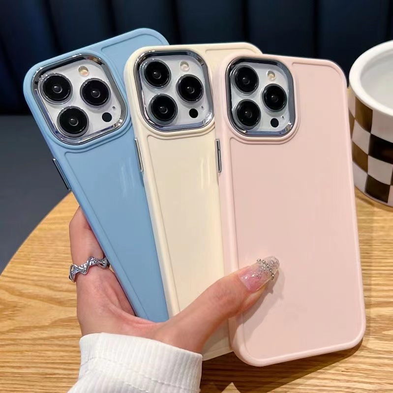 IPHONE Casing Ponsel TPU Shockproof Kancing Logam Independen Untuk Iphone14 13 12 11 Pro Max X Xs Max Xr 78 Plus SE 2020 Case Cover
