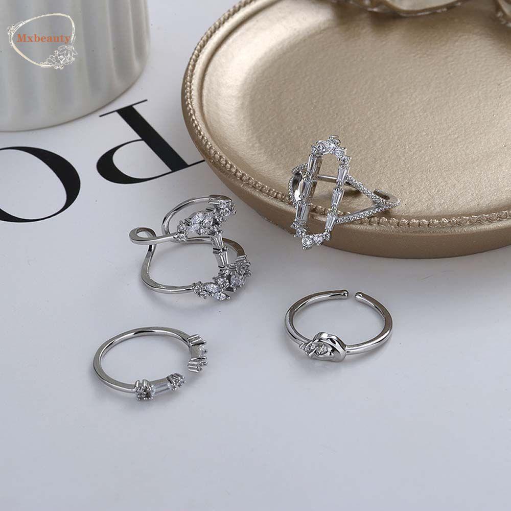Mxbeauty Wanita Pembukaan Cincin Drop Rumbai Adjustable Perak Hadiah Gadis Jari Perhiasan Aksesoris Pesta V Bentuk Rings