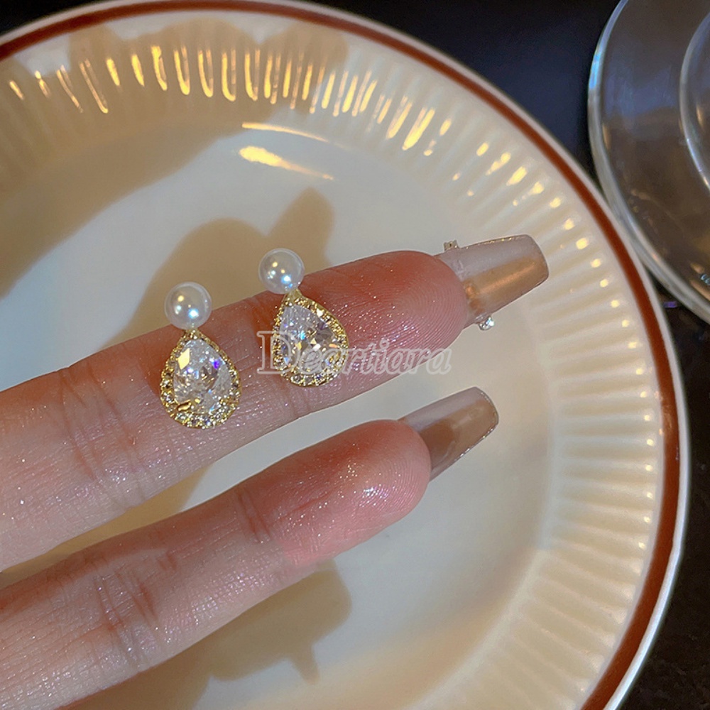 Desain Anting Mutiara Berlian Hias Tetesan Air Modis Dengan Anting High-end