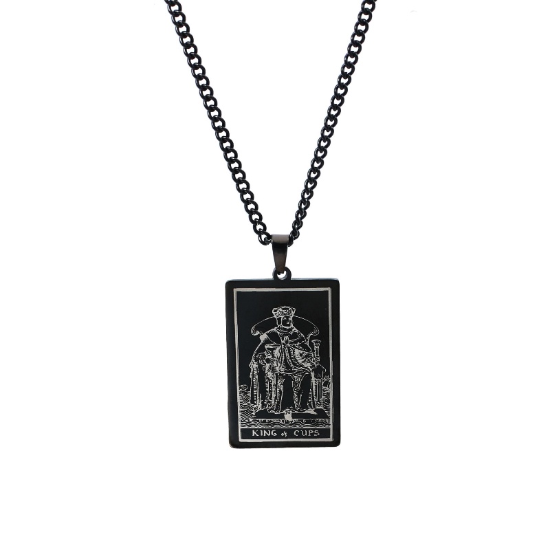 Z H Perhiasan Vintage Waite Tarot Suci Grail Raja Liontin Fashion Pria Anti Karat Kalung Hip Hop Baja Titanium Aksesoris Pesta