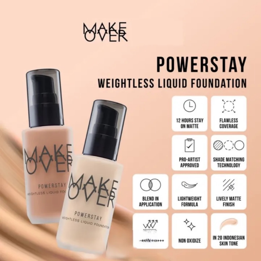 MAKE OVER Powerstay 24H Weightless Liquid Foundation 40 ml - Apple_Kosmetik