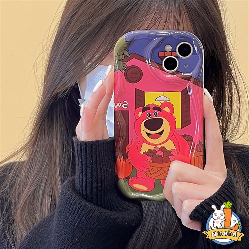 IPHONE Casing Kompatibel Untuk Iphone14 13 12 11 Pro Max X Xr Xs Max8 7 6 6s Plus SE 2020 Imut Strawberry Bear Kartun Ponsel Case Bumper Shockproof Silikon Soft Case Cover Pelindung