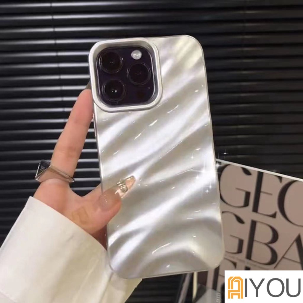 High Grade Ins Ungu Tiga Dimensi Lipit Gelombang Bumper Casing Shockproof Phone Case Untuk Iphone 11 Pro Max 12 13 14 Pro Max XR Xs Max7 8plus 13Promax Non-slip Cover