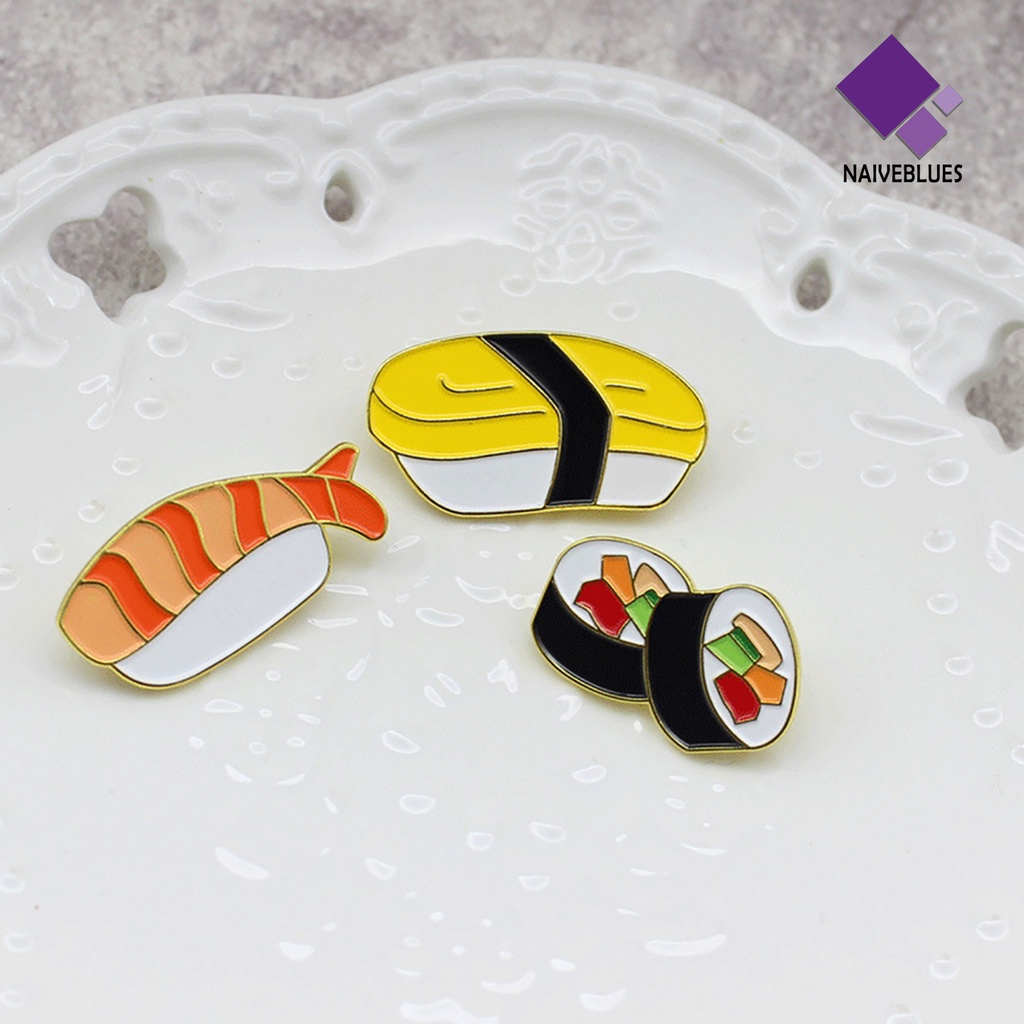 &lt; Naiveblues &gt; Kawaii Sushi Bros Pin Makanan Jepang Enamel Topi Jeans Hadiah Perhiasan