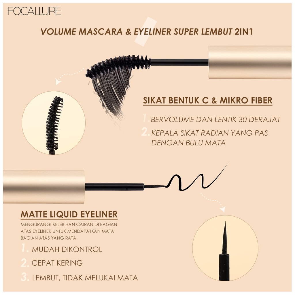 FOCALLURE 4PCS Makeup Beauty Sets BB Cushion+Mascara+Eyebrow Pencil+Lipstick