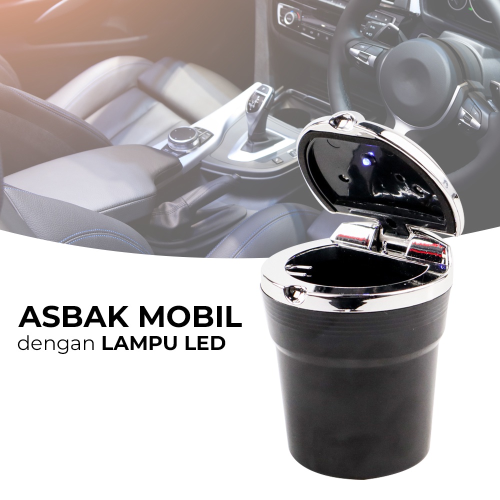 ASHIRAY Tray Asbak Mobil dengan Lampu LED - JC-331 - Black