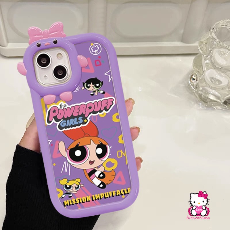 Kartun The Super Girls Case Untuk Samsung A13 A23 A51 A52s A14 A04s A50 A12 A22 A71 A03s A03 A53 A21s A73 A50s A11 A02s A31 A33 A52 A04 A04E A32 A30s 3D Ikatan Simpul Monster Lens Cover