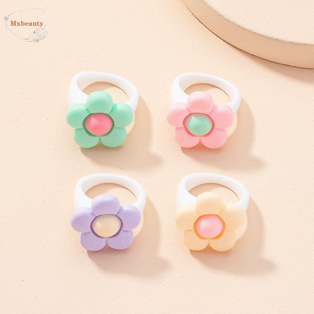 Mxbeauty Cincin Jari Bunga Korea Geometris Clay Cinta Hati Manis Untuk Wanita Fashion Perhiasan