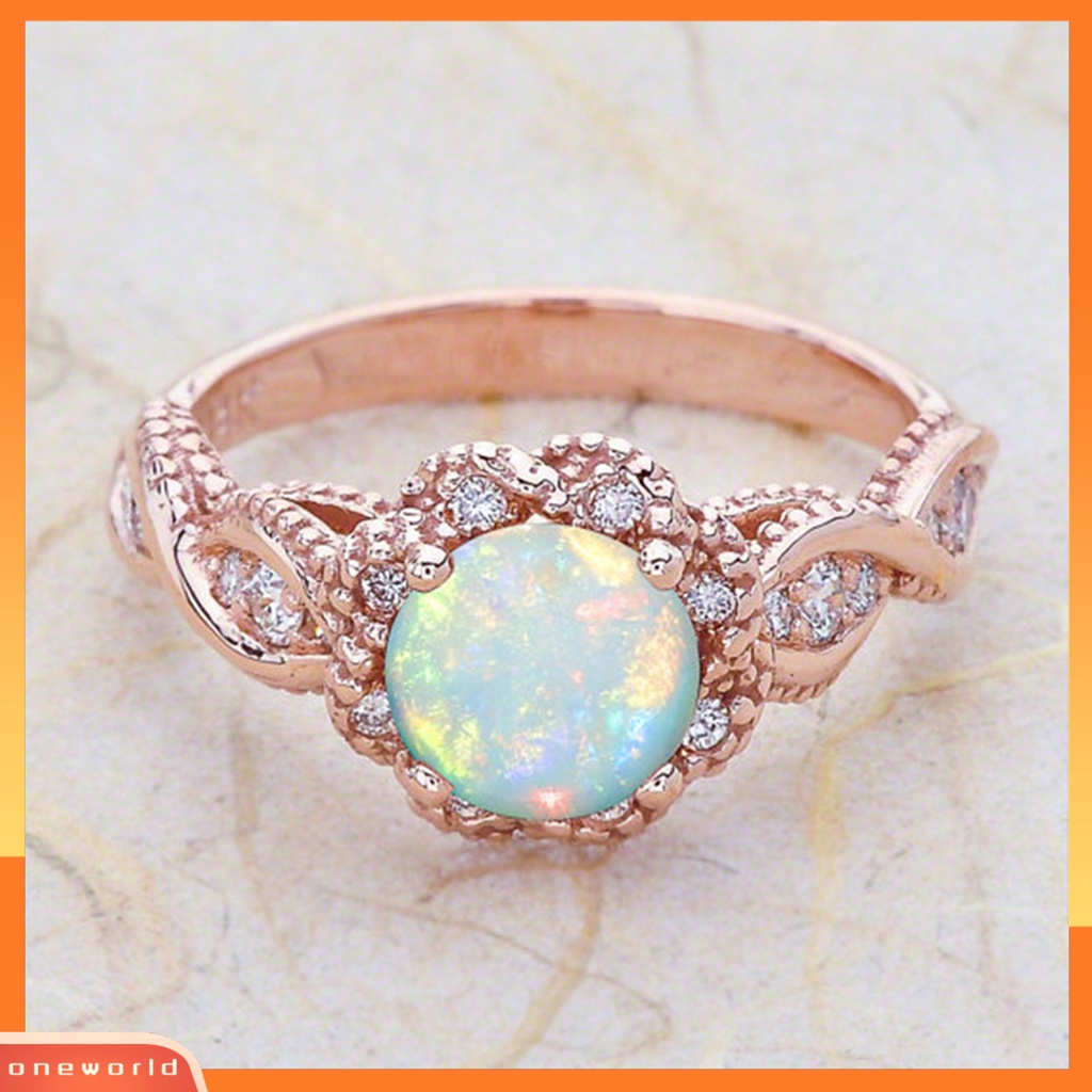 [EONE] Cincin Kawin Berlian Imitasi Mengkilap Hias Indah Gaya Vintage Memutar Tekstur Cincin Pengantin Hadiah Ulang Tahun