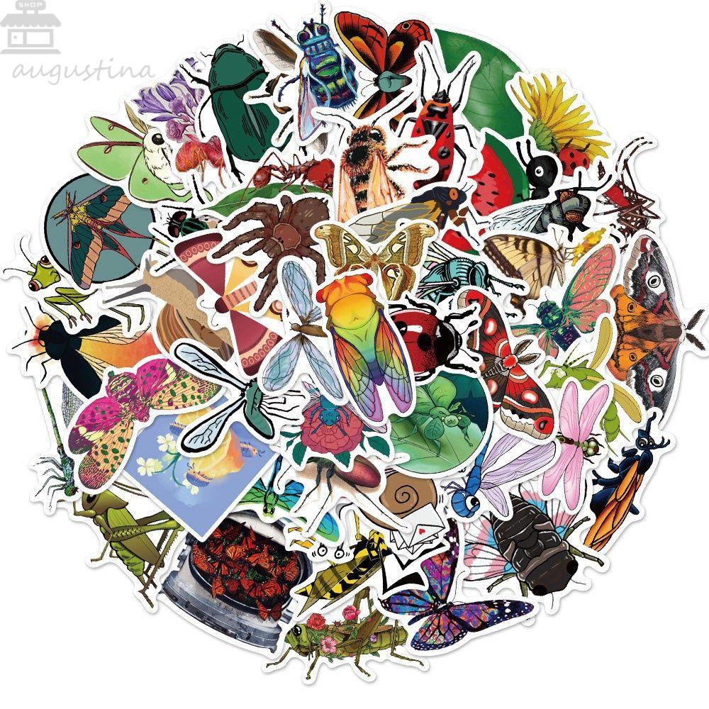 Agustina Kartun Stiker Serangga 50Pcs/Lot Multi Use Laptop Decals Skateboard Stiker Poster