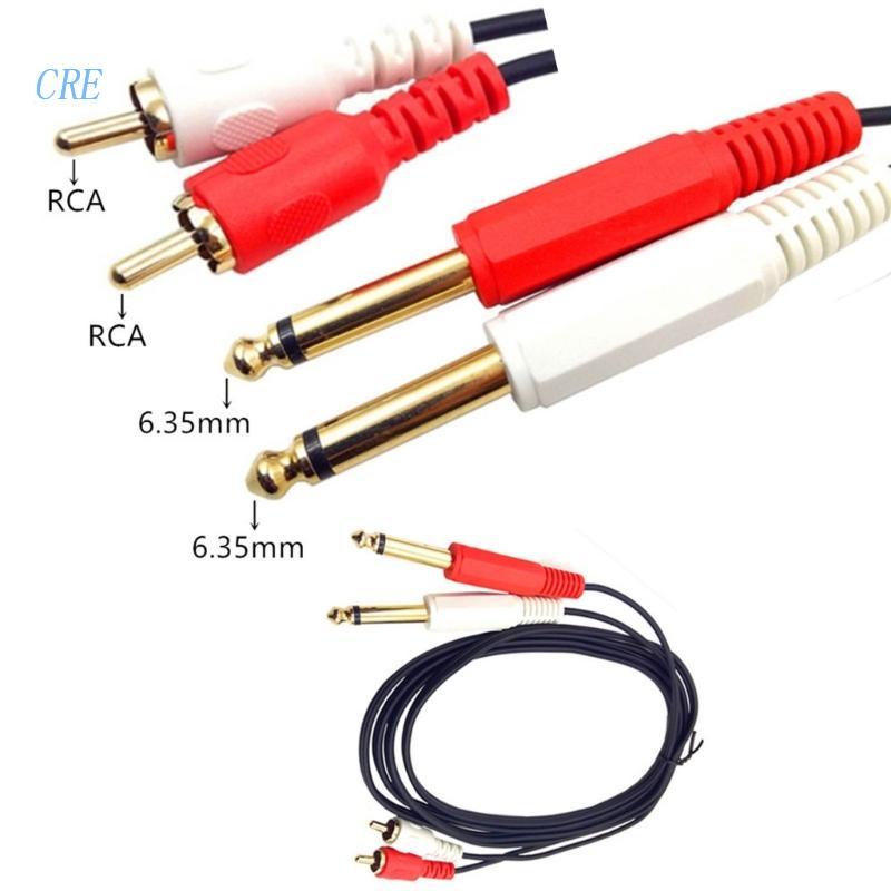 Cre Kabel RCA to 1per4 Lapis Emas Audiophile Dual 1per4inch Mono to Dual RCA Cable Converter Adapter 0.2m/1m/1.5m/3m