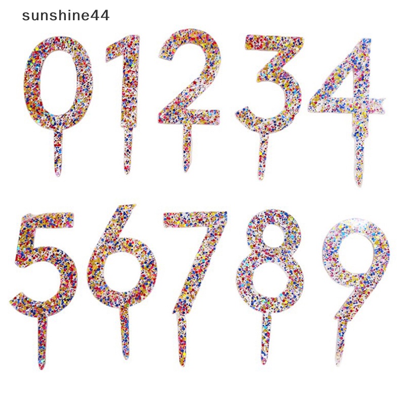 Sunshine Happy Birthday Number Cake Topper Akrilik Angka Apa Saja Nomor 0-9 Dekorasi Kue ID