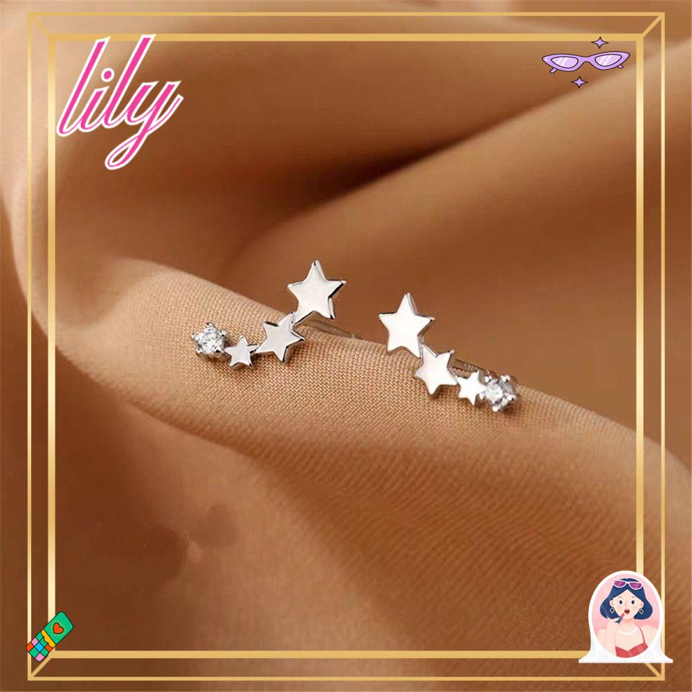 Lily Stars Hoop Earrings Untuk Pacar Istri Perhiasan Aksesoris Indah925 Perak