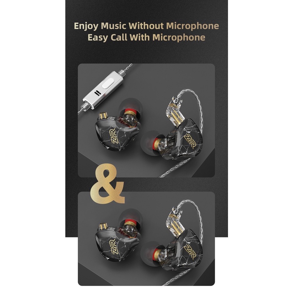 Zr Audio ZM1 10mm Berlian Diafragma Dynamic Driver HiFi Earphone In Ear Monitor IEM 5N OFC 2Pin Kabel Dilepas Untuk Audiophile