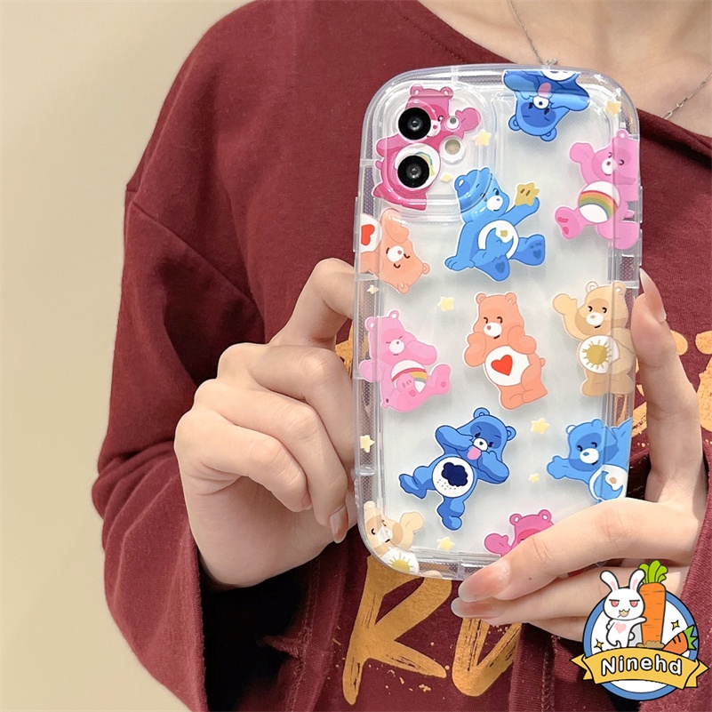 IPHONE Casing Kompatibel Untuk Iphone14 13 12 11 Pro Max X Xr Xs Max8 7 6 6s Plus SE 2020 Macaron Permen Pelangi Beruang Gaya Casing Ponsel Shockproof Silikon Transparan Penutup Tahan Debu