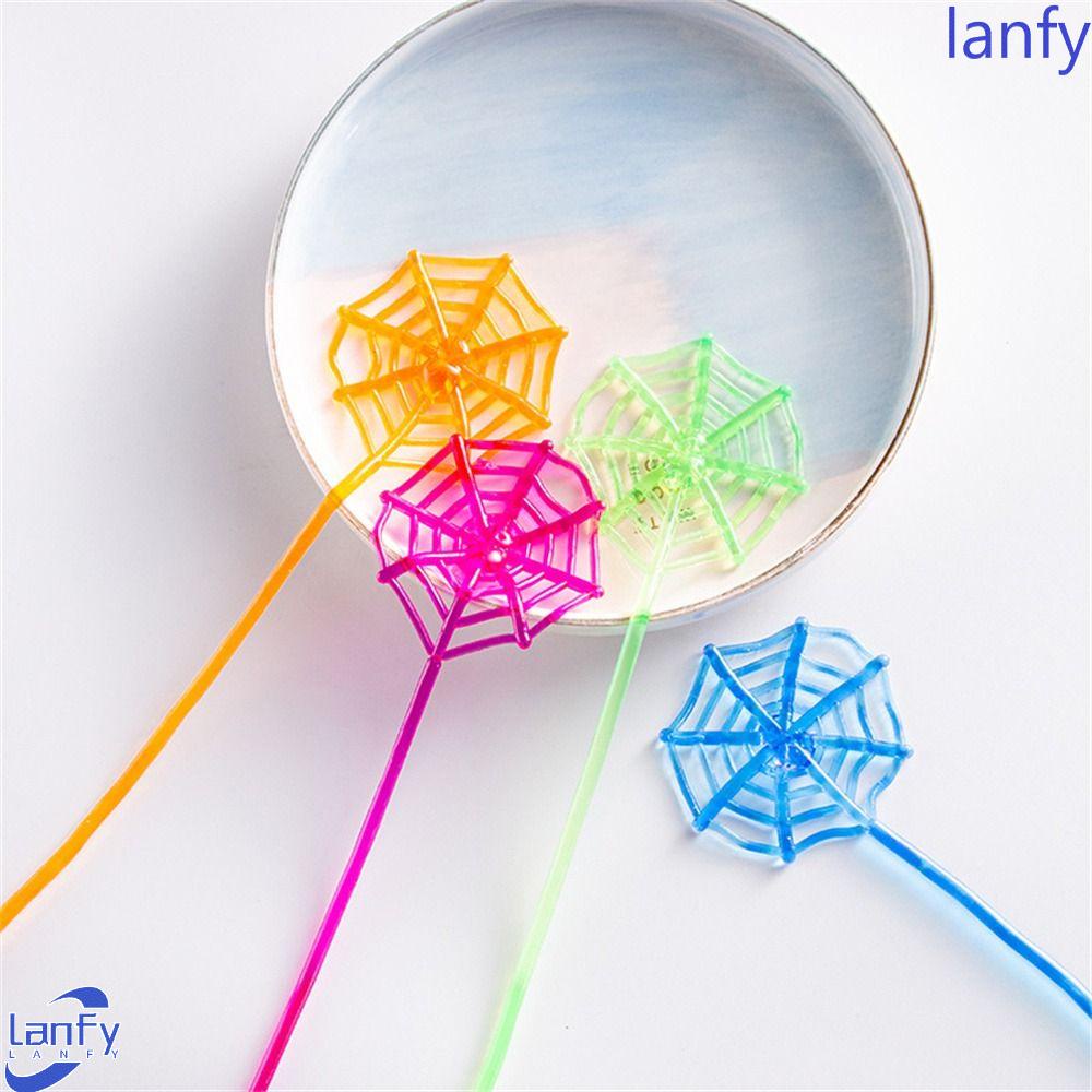 Lanfy 10pcs Sticky Spider Web Lucu Novelty Mainan Anak Pinata Fillers Halloween Untuk Anak Elastis Spider Web