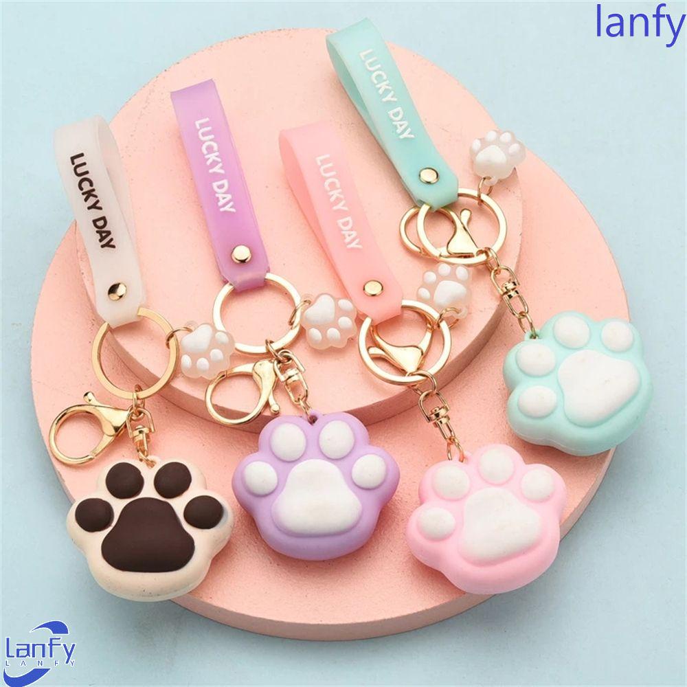 Lanfy Gantungan Kunci Paw Kucing Kemasan PVC Khusus Dekorasi Aksesoris Interior Ransel Liontin Handbag Decor