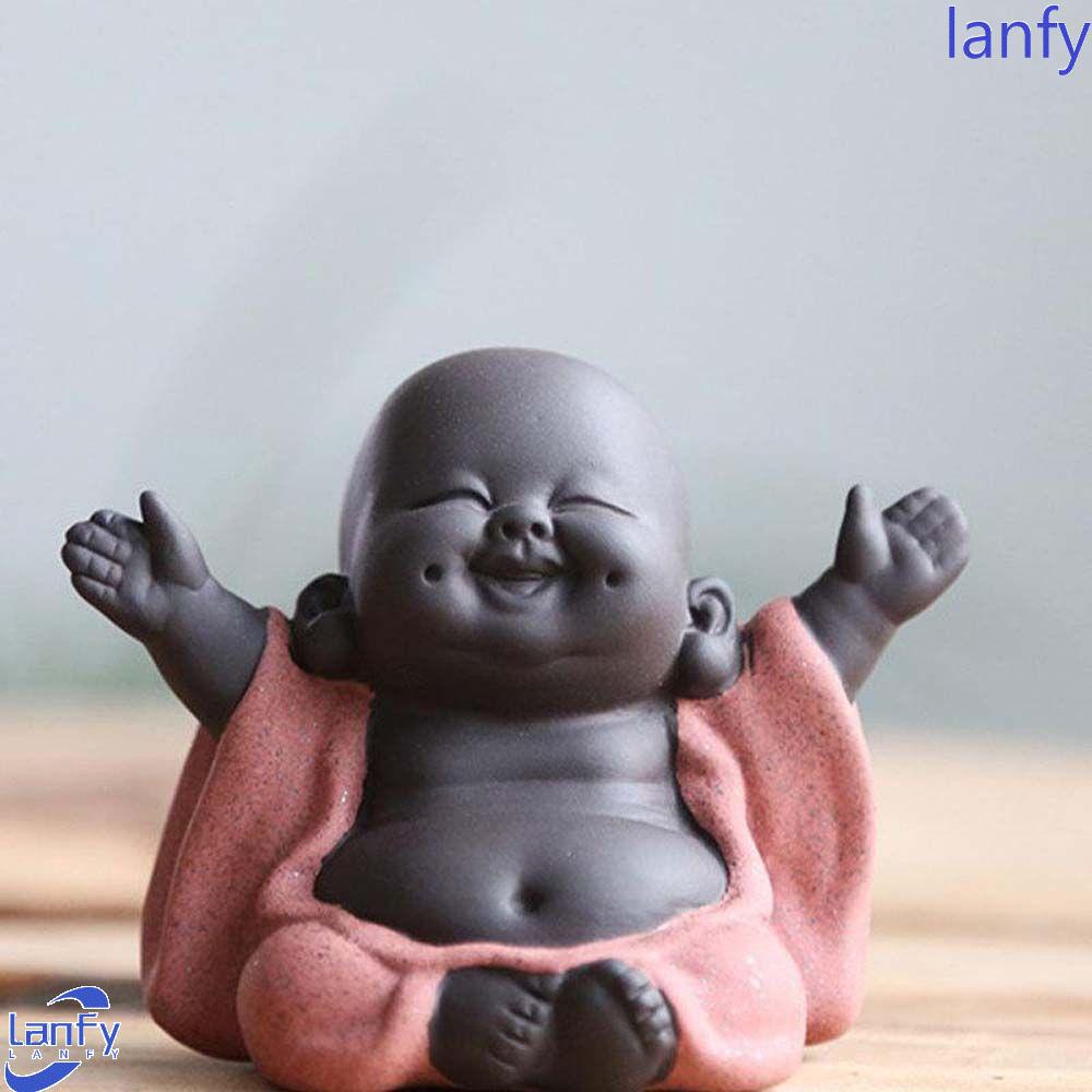 Lanfy Maitreya Buddha Figure Untuk Anak Hadiah Dekorasi Desktop Patung Kartun Buddha Tangan Ukiran Teahouse Ornamen Koleksi Figure Patung Teh Ornamen Mobil