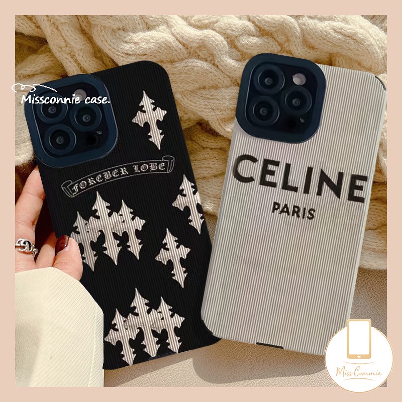 Casing Ponsel Merek Trendi Kompatibel Untuk iPhone 11 Pro MAX 7Plus 8Plus X XR 12 13 14 Pro MAX XS MAX Shockproof Tekstur Kulit Mewah Silicon Lembut Tpu Cover