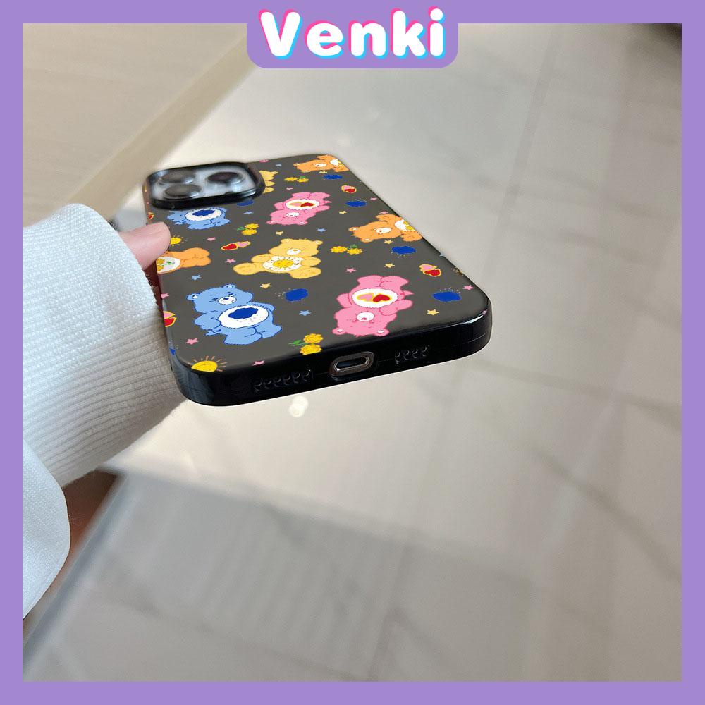 VENKI - For iPhone 14 Pro Max Glossy TPU Phone Soft Case Candy Color Bear Back Camera Protection Shockproof Compatible with iPhone 13 Pro max 12 Pro Max 11 xr xs max 7Plus 8Plus