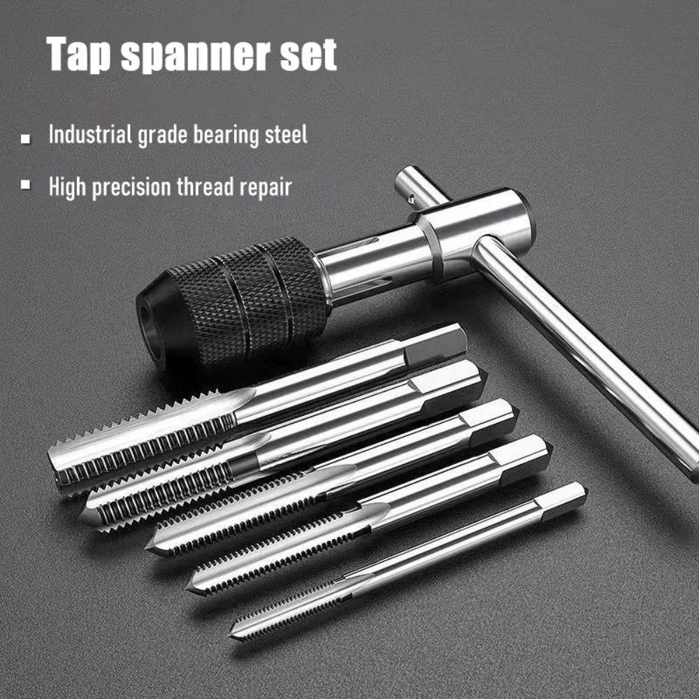 TOP 6pcs /Set Kunci T-Type Wrench Drill Set Praktis M3-M8 Obeng Tap Holder Hand Tools Drat Plug Tap