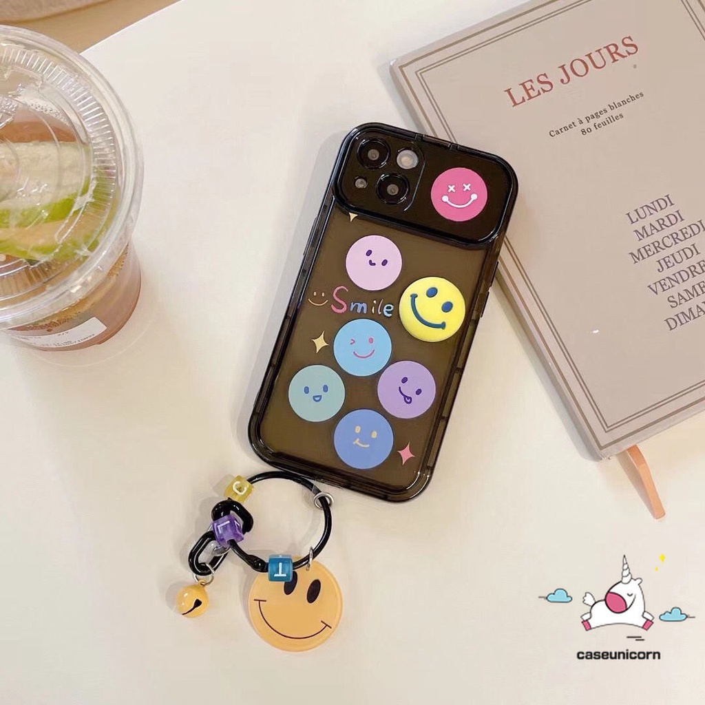 Case Gelang Smiley Lucu Untuk Vivo Y20 Y11 Y91C Y17 Y15 Y12i Y12 Y1S Y11s Y20s G Y20i Y12s Y12A Y30G Y20A Y20G Kartun Smile Kreatif Flip Make Up Cermin Hitam Lembut Penutup Belakang