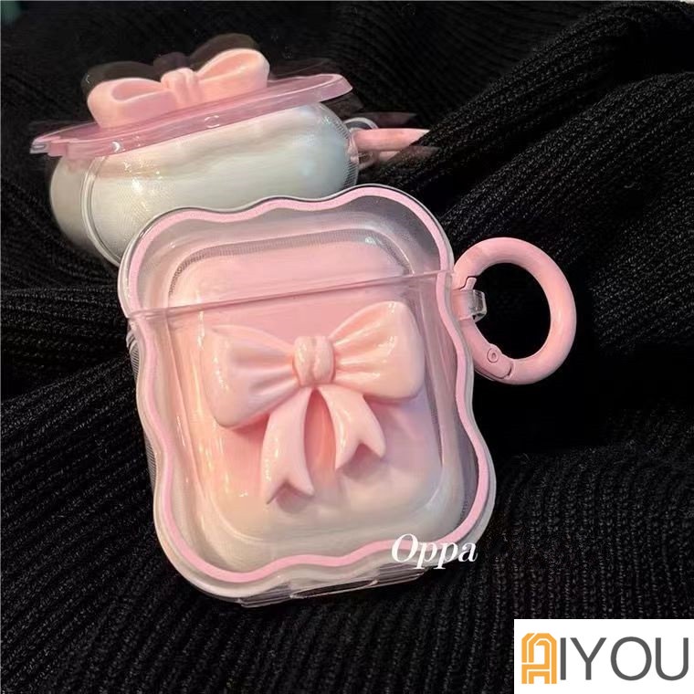 Korea Lucu 3D Permen Warna Busur Gradien Bening Earphone Case Untuk Airpods1 2 Pro Perbatasan Bergelombang Pelindung Soft Cover Untuk Airpods3